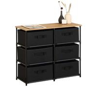 Miroytengo Cajonera de Armario Auxiliar Roda 6 Cajones de Dormitorio Roble Cambrian y Negro 76x68x30 cm