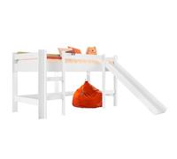 Miroytengo Cama Alta Infantil, Cama con Tobogán y Escalera Nubbi, con Láminas de Somier, Melamina Blanco 80x190 cm