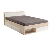 Miroytengo Cama de Matrimonio 135-140×190/200 cm Acacia y Blanco con Almacenaje y Cajones