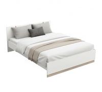 Miroytengo Cama de Matrimonio Watson Fabricada Melamina Color Blanco Mate y Roble Kronberg 135-140X190 cm