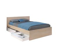 Miroytengo Cama Doble John con cajones Color Roble Brooklyn y Blanco Shiny 160x200 cm