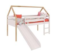 Miroytengo Cama Juvenil Infantil Tobogan Carnival Color Blanco Y Roble Cambrian 90x190 cm