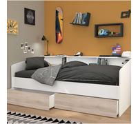 Miroytengo Cama Juvenil Style Color Blanco con cajones Roble Japonés habitacion Infantil Moderna 90x190-200 cm