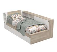 Miroytengo Cama Life con Almacenaje Dormitorio Juvenil Blanco y Roble Kronberg 90x190-200 cm