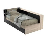 Miroytengo Cama Life con Almacenaje Dormitorio Juvenil Negro y Roble Kronberg 90x190-200 cm