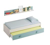 Miroytengo Cama Nido Doble Dormitorio Snuba Estilo Juvenil Infantil en Color Blanco Alpes y Verde Acqua con Estante 190x90 cm