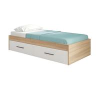 Miroytengo Cama Nido Lopa 90x190 cm Somier Inferior de Arrastre Roble Cambrian y Blanco