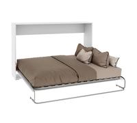 Miroytengo Cama Plegable Dormitorio Juvenil Cama de Invitados Abatible Horizontal Color Blanco Mate 135x190 cm Blanco - 135x190 cm