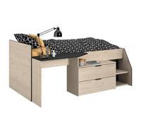 Miroytengo Cama Valky con Escritorio 2 cajones habitación Infantil Color Roble y Negro Dormitorio Mueble 90X200/190 cm