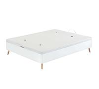 Miroytengo Canapé 150x190 cm Abatible Alto para Dormitorio, Cama Dormitorio, Esquinas Redondeadas con 4 Patas Ligeramente Inclinadas, Color Blanco Mate