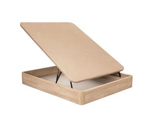 Miroytengo Canapé 90x190 cm Raso Roble Cambrian melamina Base tapizada 2 bisagras hidráulicas Tirador Madera Maciza 28 cm Interior