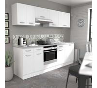 Miroytengo Cocina Modular Color Blanco EKO melamina con encimamera incluida 6 módulos 180 cm Ancho