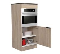 Miroytengo Columna Cocina Arko Estilo Industrial en Color Roble Áspero y Negro con 1 Puerta y 1 Hueco para el Horno 60x141x60 cm