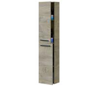 Miroytengo Columna de Baño Suspendida Aruba en Melamina Color Blanco Brillo , Cemento o Roble Alaska 30x150 cm Gris - 30x150x25 cm