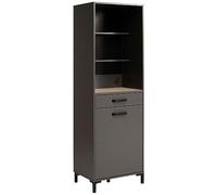 Miroytengo Columna de Cocina Smoke Estilo Industrial en Color Gris con con 2 Estantes, 1 Cajón y 1 Puerta 60x188x42 cm