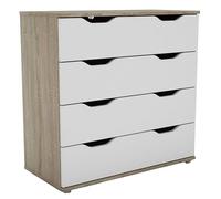 Miroytengo Cómoda 4 Cajones, Mueble Almacenaje, Mueble Dormitorio Moderno PARC Roble Sonoma y Blanco 80x79x38 cm