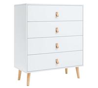 Miroytengo Cómoda Anzio 4 Cajones Madera Pino Blanco Mate 80 cm