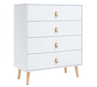 Miroytengo Cómoda Anzio 4 Cajones Madera Pino Blanco Mate 80 cm Blanco/ Madera -