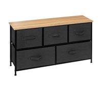 Miroytengo Cómoda Baja Tissa de 5 Cajones Dormitorio en Roble Claro y Gris Oscuro Acero 100x55 cm