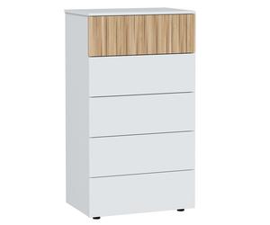 Miroytengo Cómoda De Cinco Cajones Ethna Para Dormitorio En Blanco Artik Y Natur Estilo Moderno 61x109x40cm Blanco/ Madera -