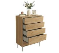 Miroytengo Cómoda Dormitorio 5 Cajones Sforza, Cajonera con Patas Roble Natural 75x100x40 cm