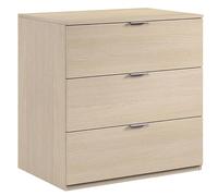 Miroytengo Cómoda Dormitorio Estilo Moderno en Color Roble con 3 Cajones y Tiradores 77x80x38 cm