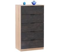Miroytengo Cómoda Dormitorio Moderno con 5 Cajones Color Roble Canadian y Óxido 60X110 cm