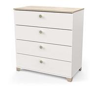 Miroytengo Cómoda Izzy de 4 cajones Dormitorio Color Blanco Mate y Roble Kronberg 85x80x42 cm