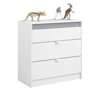 Miroytengo Cómoda Juvenil Germain 3 Cajones 78 cm Melamina Blanco Mate y Gris, Mueble de Dormitorio Juvenil