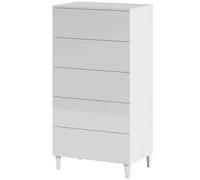 Miroytengo Cómoda o sinfonier habitación dormitorio con cinco cajones en blanco brillo 61x117x40 cm Blanco -
