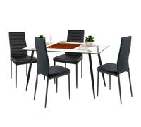 Conjunto de mesa comedor cristal y 4 sillas avat estilo moderno negro 70 cm