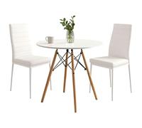 Conjunto de mesa redonda con 2 sillas cocina, muebles de cocina, estilo moderno en color blanco mate