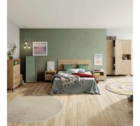 Miroytengo Dormitorio Camila Estilo Industrial Color Roble Gold y Negro Mate