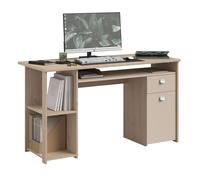 Miroytengo Escritorio de Ordenador Anello, Mesa Oficina 1 Cajón, 1 Puerta Roble Jackson y Cashmere 138x78x59 cm