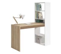 Miroytengo Escritorio Dormitorio Juvenil Duplo con Estantería Estilo Juvenil en Color Blanco Artik y Roble Canadian 120 cm