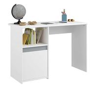 Miroytengo Escritorio Juvenil Germain con 1 Puerta, 1 Estante, Blanco Mate y Gris, 110cm - Diseño Moderno y Funcional