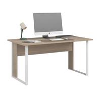 Miroytengo Escritorio, Mesa de Oficina, Mesa de Ordenador Veltis, Melamina Roble Japonés y Blanco Mate 150x73x80 cm