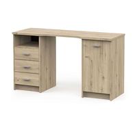 Miroytengo Escritorio Monaco 3 Cajones 1 Puerta 1 Estante y un Hueco en Color Roble Artisan de 135 cm para Oficina y Hogar