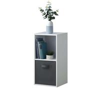 Miroytengo Estantería 2 Cubos Baja Auxiliar Abril, Librería Modular 1 Cajón Tela Salón 30x60x28 cm Madera claro - Beige -