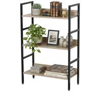 Miroytengo Estantería Baja de Salón, Librería Altura Pequeña Rubi Roble Cambrian y Negro con 3 Estantes 60x93x28 cm Madera claro - Negro -
