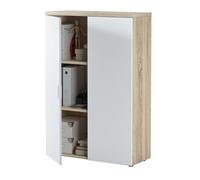 Miroytengo Estantería Baja Office Fabricada en Melamina Color Blanco Artik y Roble Canadian 80x119x33 cm