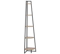 Miroytengo Estantería Esquinera Aliaj 5 Estantes Metal Estilo Industrial Color Negro y Roble Claro 180x35x35 cm