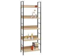 Miroytengo Estantería Librería de Salón Comedor Rubi con 5 Estantes Roble Cambrian y Negro 60x160x28 cm Madera claro - Negro -
