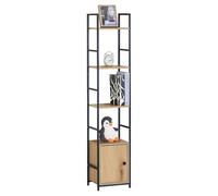 Miroytengo Estantería Librería de Salón Rubi con 4 Estantes y 1 Puerta en Roble Cambrian y Negro 29x144x24 cm Madera claro - Negro -