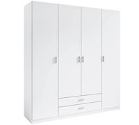 Miroytengo Armario Roma Blanco Mate 4 Puertas Batientes y 2 Cajones para Habitación Dormitorio 216x198x53 cm