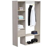 Miroytengo Flower Vestidor en Melamina, Roble Topanga, 119X183 cm, 1 Cajón, 1 Barra y 5 Estantes - Mueble de Dormitorio
