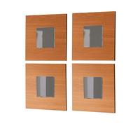 Miroytengo Juego Cuatro Espejos Lupe Color Cerezo para Recibidor Moderno 45x45 cm