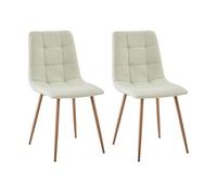 Miroytengo Juego de 2 Sillas Comedor Portland, Sillas Tapizadas con Tela Beige y Patas Roble Metal 43x88x48 cm