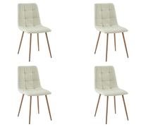 Miroytengo Juego de 4 Sillas Comedor Portland, Sillas Tapizadas con Tela Beige y Patas Roble Metal 43x88x48 cm