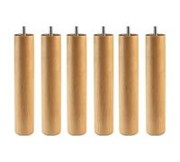 Miroytengo Juego de 6 Patas Cilindricas 25 cm para Somier o Base Tapizada con Rosca y Sistema Antiruido de Madera en Color Haya 25 cm